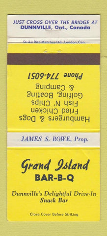 Matchbook Cover - Grand Island BBQ Dunnville ON #2 30 Strike