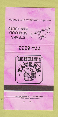 Matchbook Cover - The Ember's Steak Dunnville ON 30 Strike