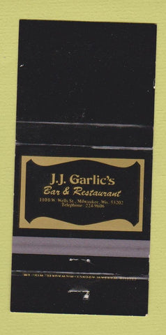 Matchbook Cover - JJ Garlic's Bar Restaurant Milwaukee WI 30 Strike