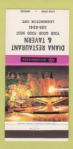 Matchbook Cover - Diana Restaurant Tavern Leamington ON 30 Strike