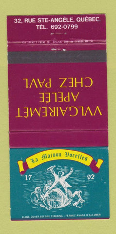 Matchbook Cover - Vulgairemet? Apelee Chez Paul Quebec QC 30 Strike