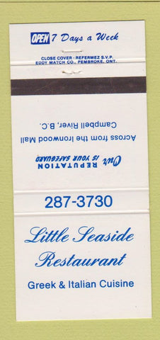 Matchbook Cover - Little Seaside Greek Italian Campbell River BC 30 Strike
