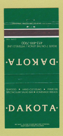 Matchbook Cover - Dakota Restaurant Pittsfield Lenox MA 30 Strike