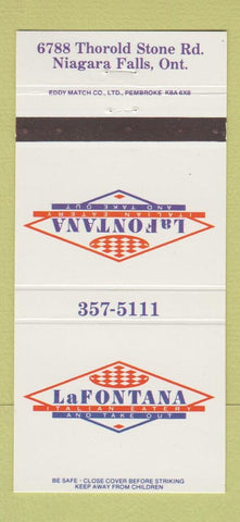 Matchbook Cover - LaFontana Italian Restaurant Niagara Falls ON 30 Strike
