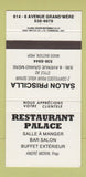Matchbook Cover - Restaurant Palace Grand Mere QC Salon Priscilla 30 Strike