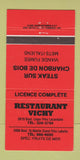 Matchbook Cover - Restaurant Vichy Quebec QC 30 Strike