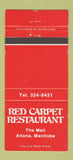 Matchbook Cover - Red Carpet Restaurant Altona MB 30 Strike