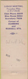 Matchbook Cover - Matchbook Cover Moose Lodge Bluefield VA