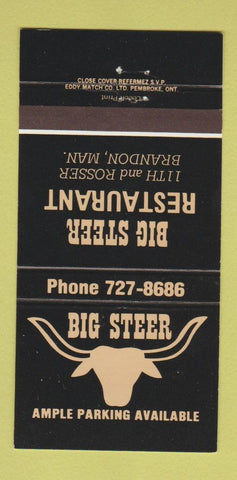 Matchbook Cover - Big Steer Restaurant Brandon MB 30 Strike