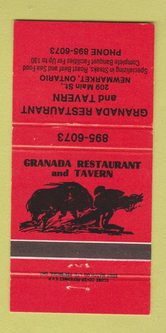 Matchbook Cover - Granada Restaurant Tavern Newmarket ON 30 Strike