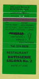 Matchbook Cover - Restaurant Rotisserie Salona Montreal QC 30 Strike