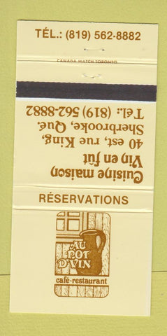 Matchbook Cover - Au Pot D'vin Cafe Restaurant Sherbrooke QC 30 Strike