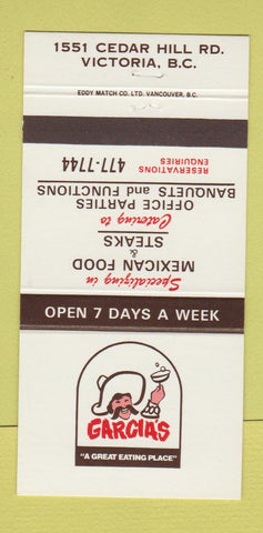 Matchbook Cover - Garcia's Mexican Food Victoria BC 30 Strike