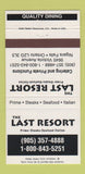 Matchbook Cover - The Last Resort Restaurant Niagara Falls ON 30 Strike