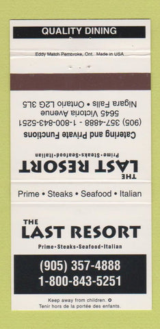 Matchbook Cover - The Last Resort Restaurant Niagara Falls ON 30 Strike