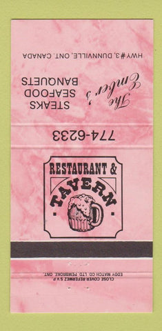 Matchbook Cover - The Ember's Restaurant Dunnville ON 30 Strike