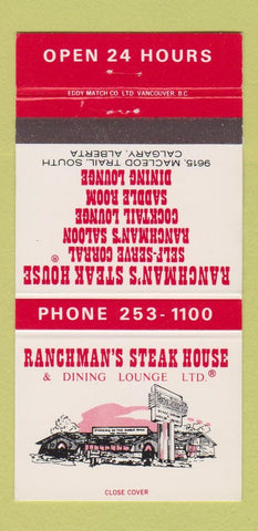 Matchbook Cover - Ranchman's Steak House Calgary AB 30 Strike