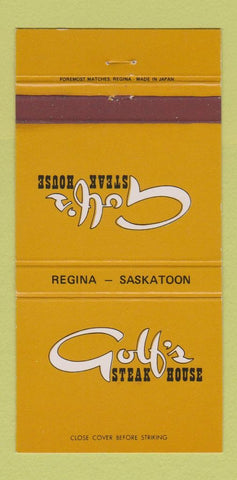Matchbook Cover - Golf's Steak House Regina Saskatoon SK 30 Strike