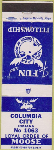 Matchbook Cover - Matchbook Cover Moose Lodge Columbia City IN