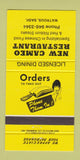 Matchbook Cover - New Cameo Restaurant Watrous SK YELLOW 30 Strike