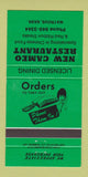 Matchbook Cover - New Cameo Restaurant Watrous SK GREEN 30 Strike