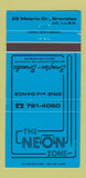 Matchbook Cover - The Neon Zone Bramalea Brampton ON 30 Strike