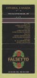 Matchbook Cover - Falsetto Restaurant Ottawa ON 30 Strike