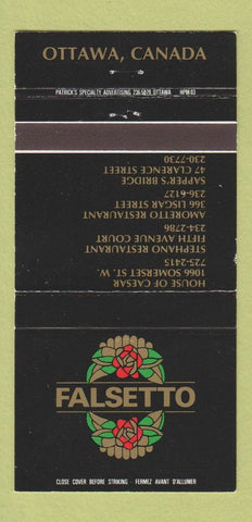 Matchbook Cover - Falsetto Restaurant Ottawa ON 30 Strike