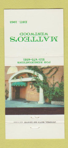 Matchbook Cover - Matteo's Westwood CA Los Angeles 30 Strike