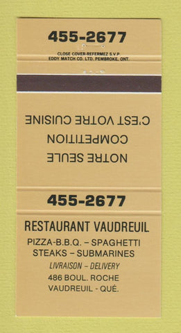 Matchbook Cover - Restaurant Vaudreuil QC 30 Strike