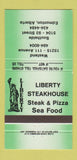 Matchbook Cover - Liberty Steak House Pizza Edmonton AB 30 Strike