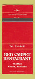 Matchbook Cover - Red Carpet Restaurant Altona MB 30 Strike