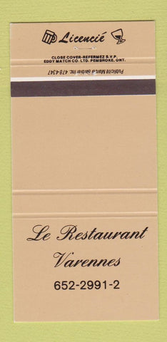 Matchbook Cover - Le Restaurant Varennes QC? 30 Strike
