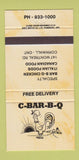 Matchbook Cover - C BBQ Cornwall ON YELLOW 30 Strike