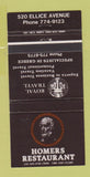 Matchbook Cover - Homers Restaurant  30 Strike