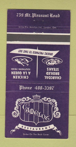 Matchbook Cover - Camelot Restaurant  30 Strike