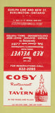 Matchbook Cover - Cosy Restaurant Tavern Burlington ON 30 Strike