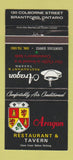 Matchbook Cover - Aragon Restaurant Tavern Brantford ON 30 Strike