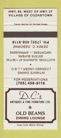 Matchbook Cover - DC's Antiques Furniture Cookstown ON 30 Strike