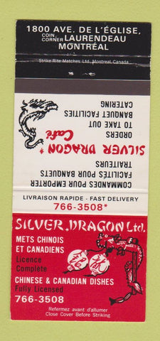 Matchbook Cover - Silver Dragon Cafe Montreal QC 30 Strike