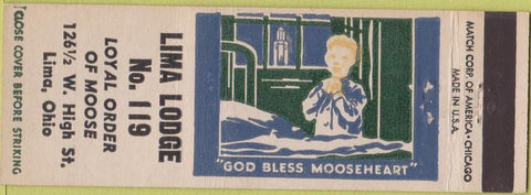 Matchbook Cover - Matchbook Cover Moose Lodge Lima OH