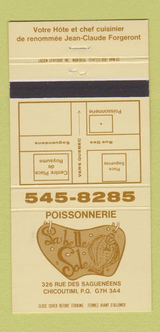 Matchbook Cover - Poissonnerie Chicoutimi QC 30 Strike