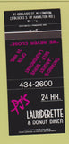 Matchbook Cover - PJ's Launderette Donut Diner North London ON 30 Strike
