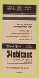 Matchbook Cover - Habitant Restaurant Motel Richibucto NB 30 Strike