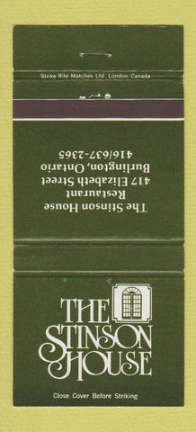 Matchbook Cover - Stinson House Burlington ON 30 Strike