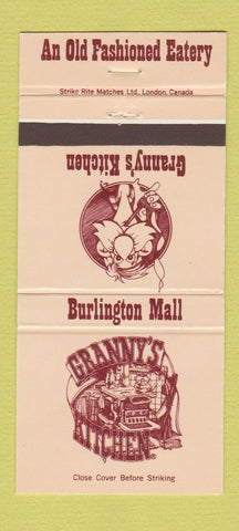 Matchbook Cover - Granny's Kitchen Burlington ON 30 Strike
