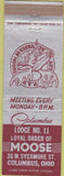 Matchbook Cover - Matchbook Cover Moose Lodge Columbus OH
