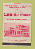 Matchbook Cover - Miramar Fish Grotto Santa Cruz CA WORN 40 Strike