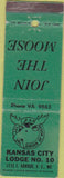 Matchbook Cover - Matchbook Cover Moose Lodge Kansas City MO