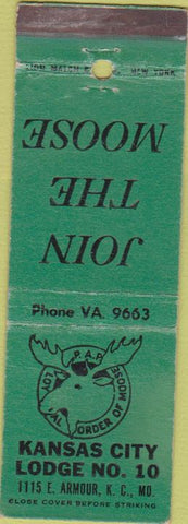 Matchbook Cover - Matchbook Cover Moose Lodge Kansas City MO